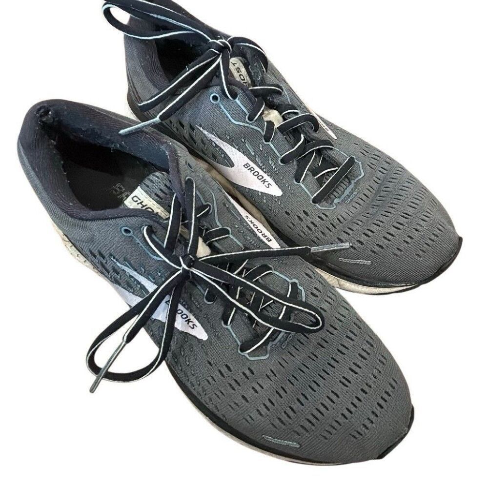 Brooks Ghost Gray/Black Solid Low Top Lace-Up Running Sneakers Mesh Upper size 9 - Picture 4 of 16